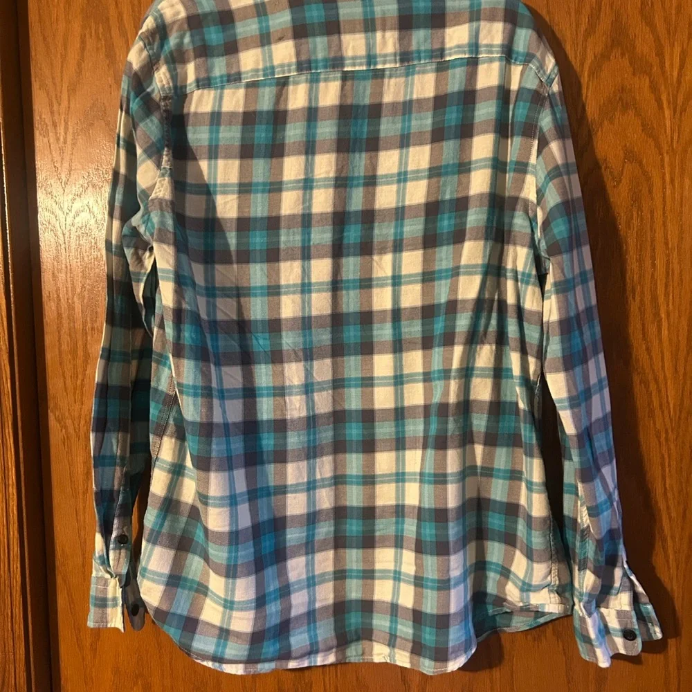 American Eagle Outfitters Blue and White Checkered Men's Shirt - Picture 5 of 6